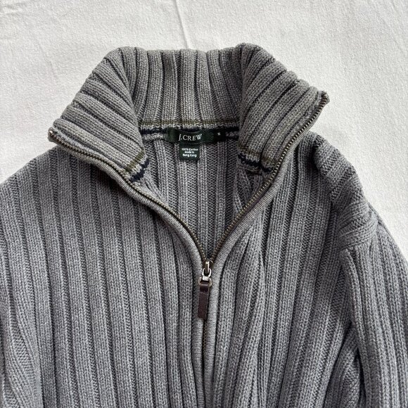 J. Crew Ribbed Cotton Zip Cardigan Sweater - Picture 3 of 4